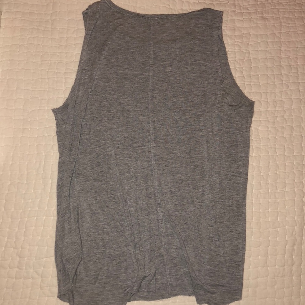 Gray “happy” Tank in Cursive/Script White Letters - Picture 2 of 2